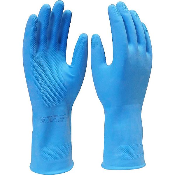 Luva de látex tamanho 7 (P) cor azul antiderrapante Verniz Silver LV-LAZVS-7 IMBAT