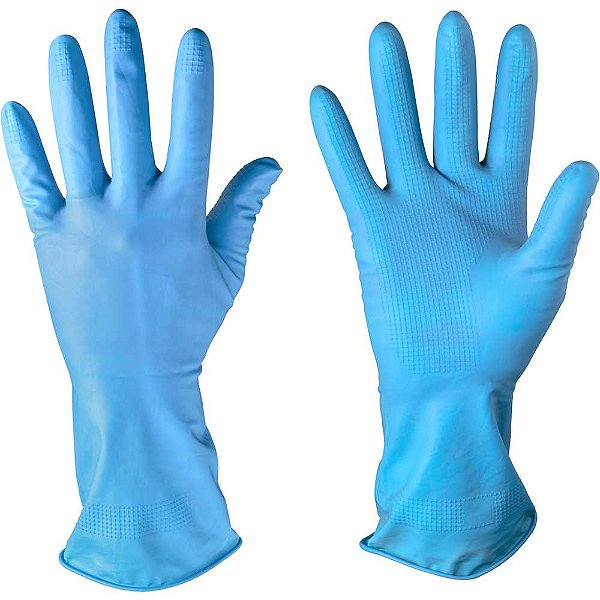 Luva de látex tamanho XG 32 centímetros cor azul antiderrapante com forro IMBAT