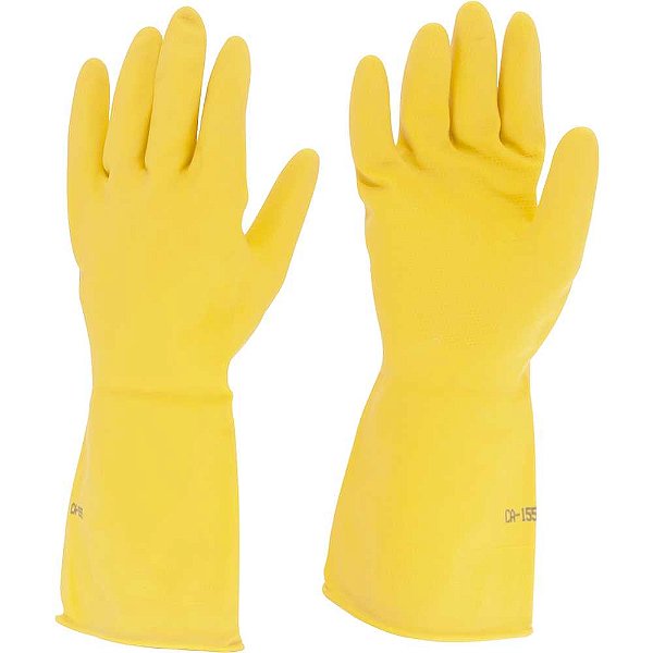 Luva de látex tamanho XG cor amarela antiderrapante com forro modelo Top SANRO