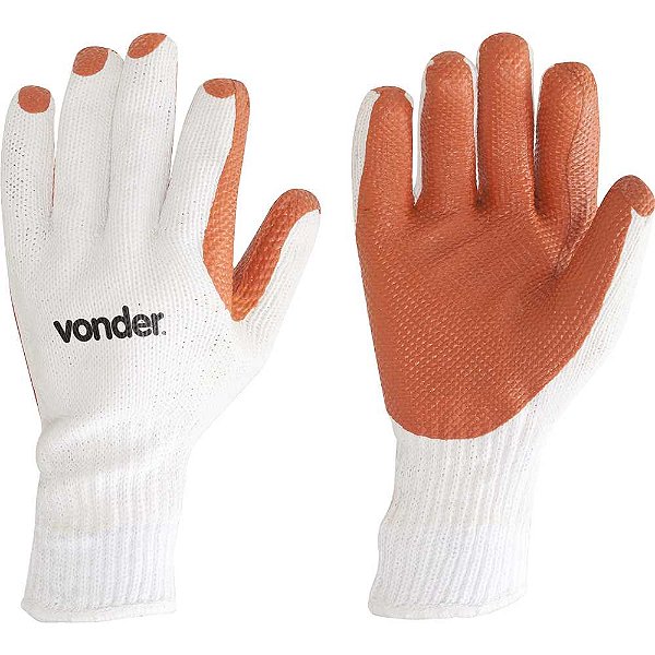 Luva de malha com látex MLV 1001 cor laranja tamanho 10 VONDER