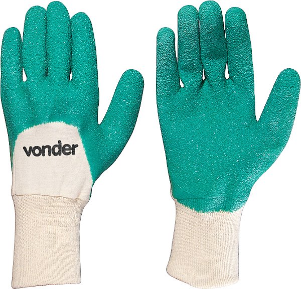 Luva de malha com látex MLV 9002 cor verde tamanho 9 VONDER