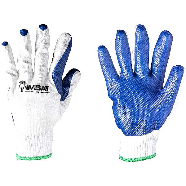 Luva de malha com látex vulcanizado cor azul tamanho 10 IMBAT
