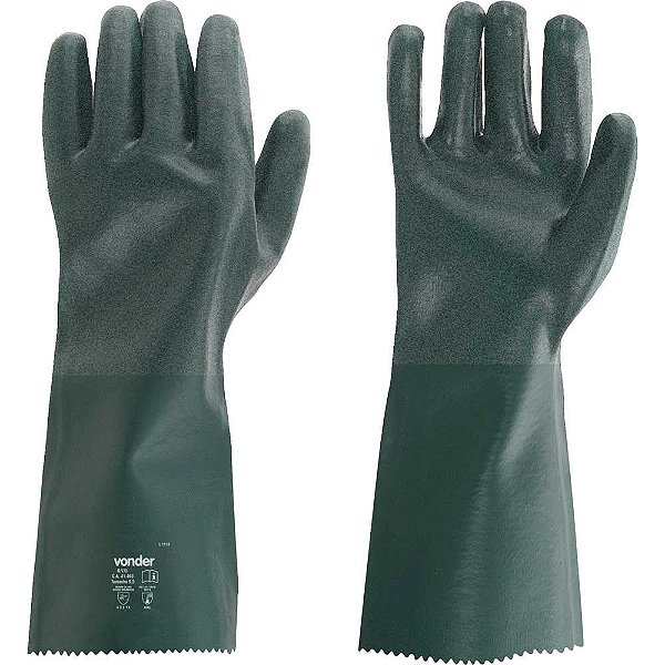 Luva de PVC áspera com forro 36cm PAV 0036 kit com 5 pares VONDER