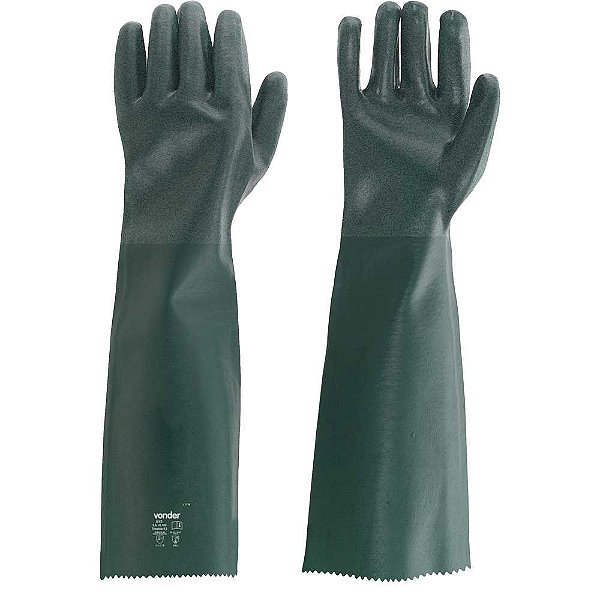 Luva de PVC áspera com forro 56cm PAV 0056 kit com 5 pares VONDER