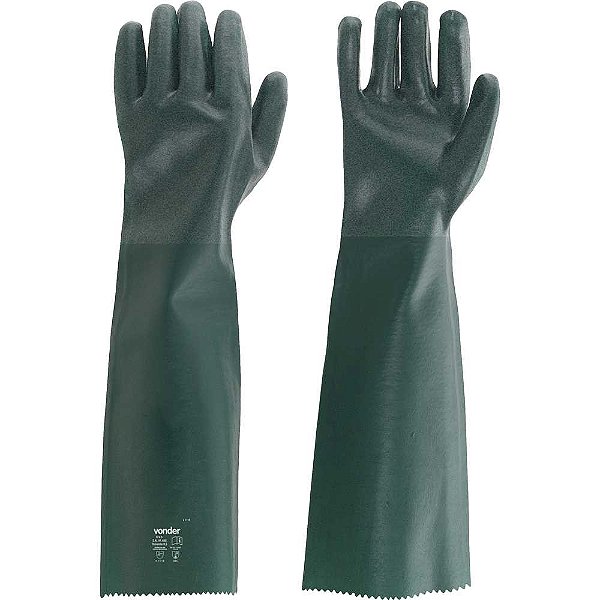 Luva de PVC áspera com forro 65cm PAV 0065 kit com 5 pares VONDER