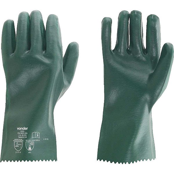Luva de PVC lisa com forro 26cm PLV 0026 kit com 5 pares VONDER