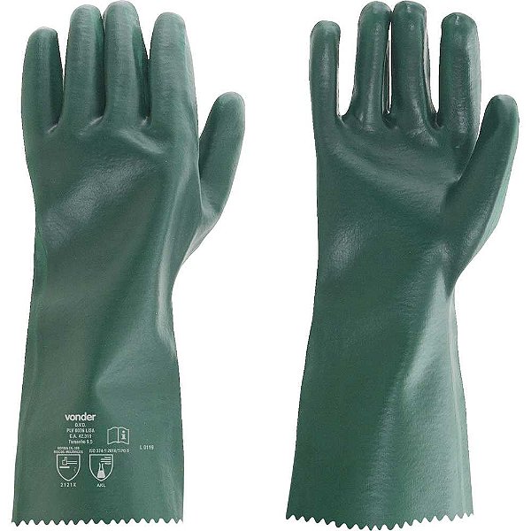 Luva de PVC lisa com forro 36cm PLV 0036 kit com 5 pares VONDER
