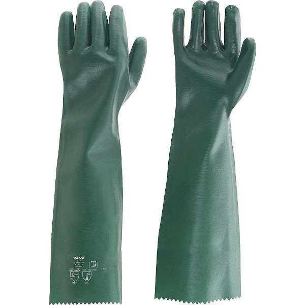 Luva de PVC lisa com forro 65cm PLV 0065 kit com 5 pares VONDER