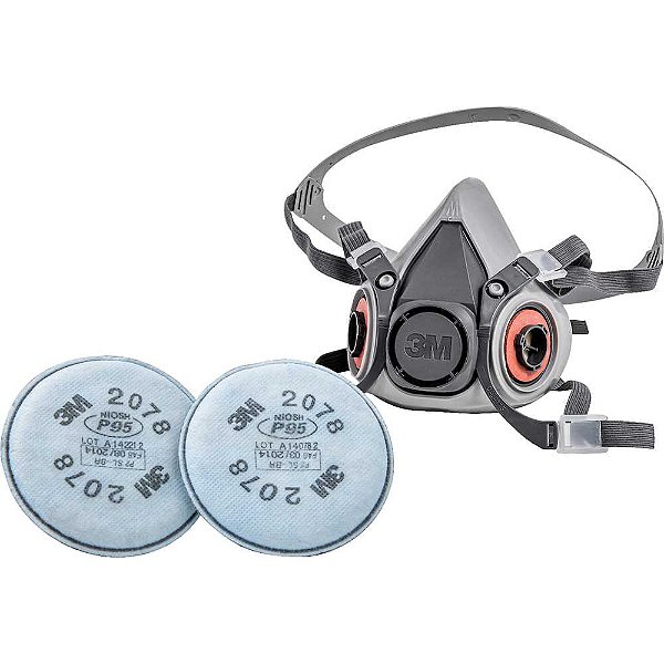 Kit respirador semifacial 6200 com cartucho de filtros 2078 - P2 HB004643746 3M