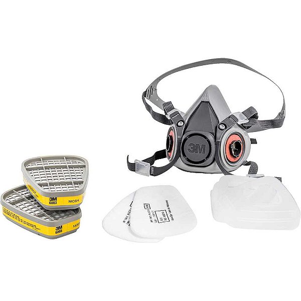 Kit respirador semifacial 6200 com cartucho de filtros 6003 amarelo HB004643753 3M