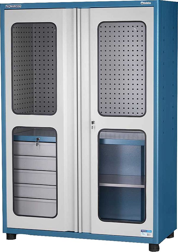 Armário com portas visor de vidro 5 gavetas e 1 prateleira regulável AM-12 MARCON