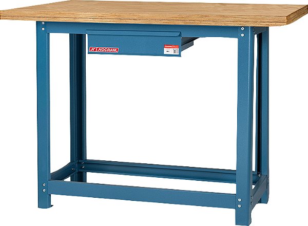 Bancada industrial multiuso 110cm x 60cm x 85,2cm 1 gaveta aço carbono com tampo de pinus NB-1 NOCRAM