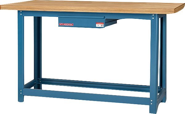 Bancada industrial multiuso 150cm x 60cm x 85,2cm 1 gaveta aço carbono com tampo de pinus NB-2 NOCRAM