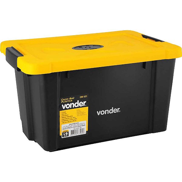 Caixa plástica/baú preta e amarela CBV 021 VONDER
