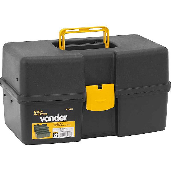 Caixa para ferramentas plástica com 3 bandejas 37,0cm x 22,0cm x 20,0cm VD 3001 VONDER