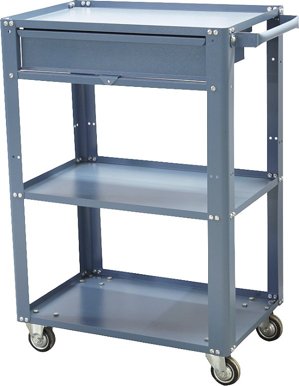 Carro para ferramentas 60cm x 40cm x 89,8cm aberto com 1 gaveta e 1 prateleira de regulagem 75 kgf azul NC-1 NOCRAM