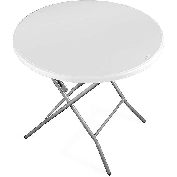 Mesa dobrável redonda 80cm branca VONDER