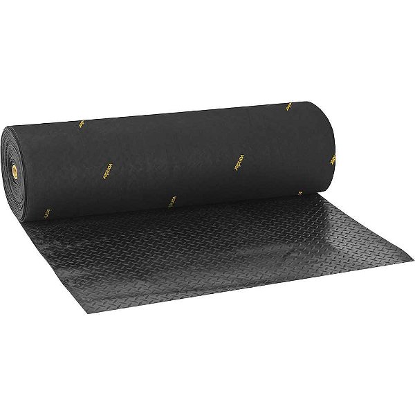 Piso de borracha antiderrapante tipo diamante 2,5mm preto VONDER - contém 1 rolo com 20m x 1m