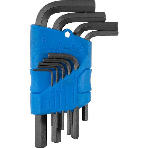 Jogo de chaves hexagonais (allen) curta 1/16" a 3/8" 9 peças 012154 GEDORE