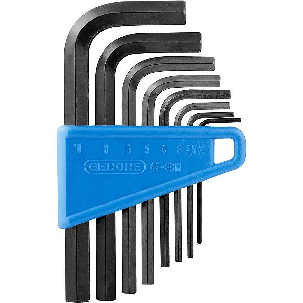 Jogo de chaves hexagonais (allen) curta 2,0mm a 10,0mm 8 peças 012104 GEDORE