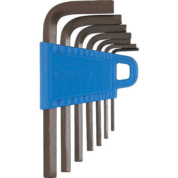 Jogo de chaves hexagonais (allen) curta 2,0mm a 8,0mm 7 peças 012101 GEDORE