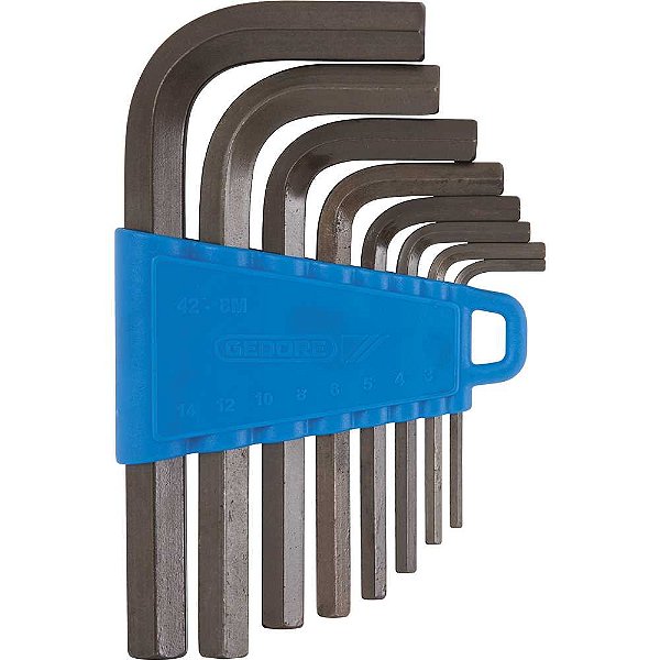 Jogo de chaves hexagonais (allen) curta 3,0mm a 14,0mm 8 peças 012102 GEDORE