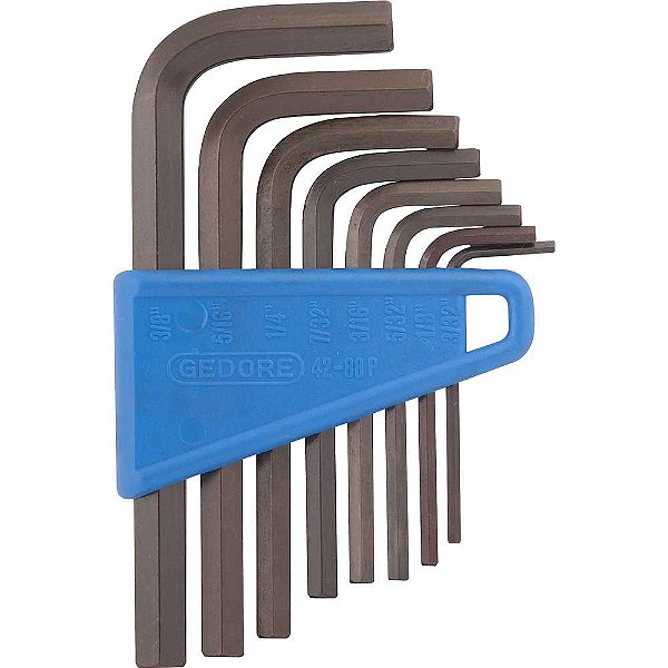 Jogo de chaves hexagonais (allen) curta 3/32" a 3/8" 8 peças 012153 GEDORE