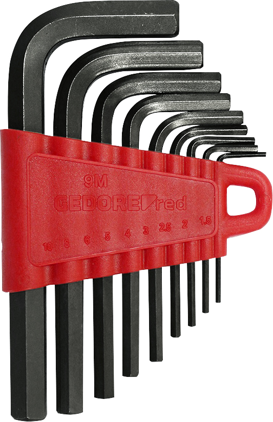 Jogo de chaves hexagonais (hexagonais (allen)) 1,5mm a 10,0mm 9 peças R36605109 GEDORE RED
