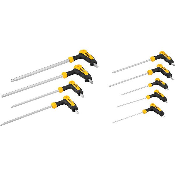 Jogo de chaves hexagonais (allen) abauladas longas 2,0mm a 10mm cabot com 9 peças VONDER