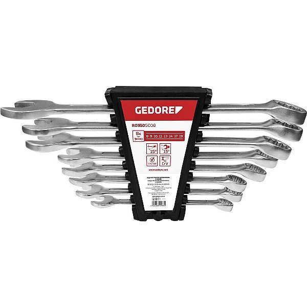Jogo de chaves combinadas 8mm a 19mm aço cromo vanádio 8 peças GEDORE RED
