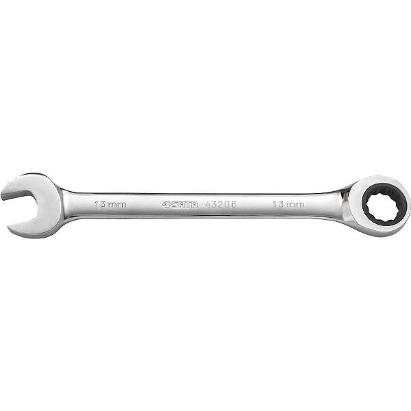 Chave combinada com catraca 13mm aço cromo vanádio cromado e polido ST43206ST SATA