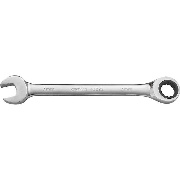 Chave combinada com catraca 7mm aço cromo vanádio cromado e polido ST43222ST SATA