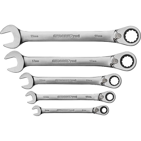 Jogo de chaves combinadas com catraca reversível 8,0mm a 19,0mm com 5 peças R07205005 GEDORE RED