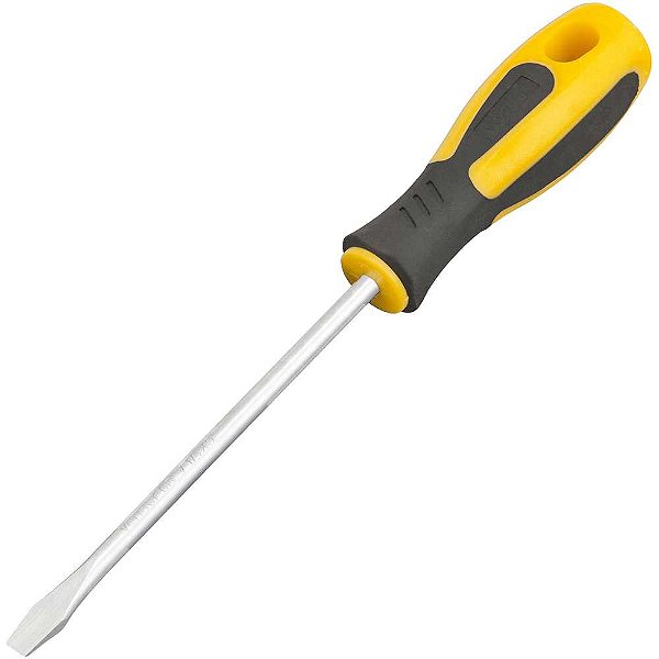 Chave de fenda 1/4" x 5" aço cromo vanádio cabo emborrachado VONDER PLUS