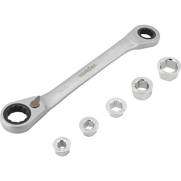 Jogo de chaves estrela com catraca 8mm a 19mm e soquete intercambiável VONDER