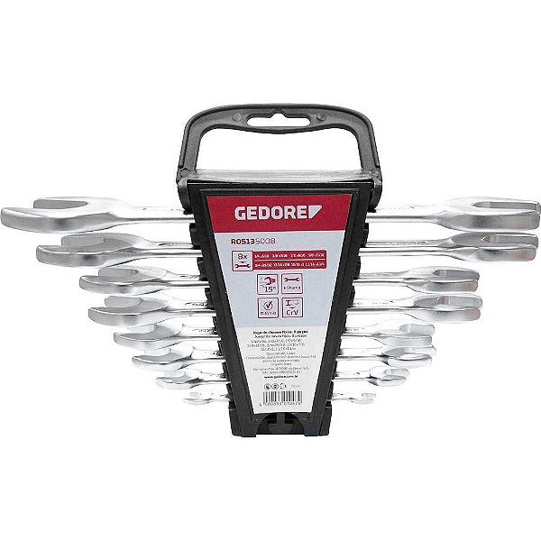 Jogo de chaves fixas 1/4" a 1.1/4" aço cromo vanádio 8 peças R05135008 GEDORE RED