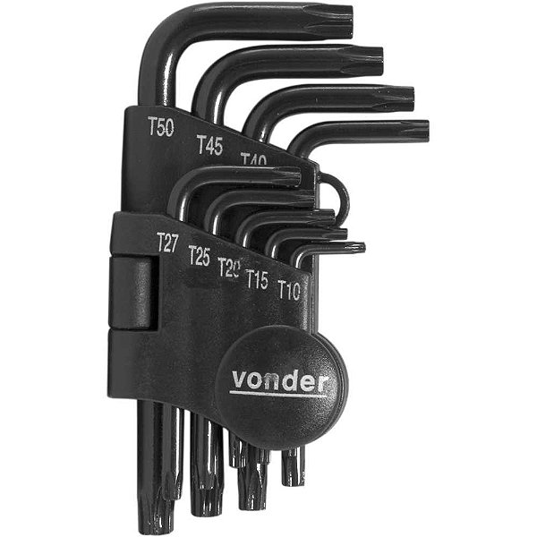 Jogo de chaves hexalobular T10 a T50 com 9 peças VTX4 VONDER
