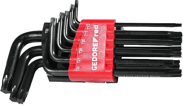 Jogo de chaves hexalobular T10 a T50 tipoL com 9 peças R36405009 GEDORE RED