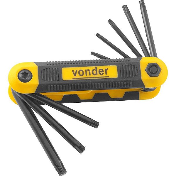 Jogo de chaves hexalobular T9 a T40 com suporte plástico 8 peças VTX3 VONDER