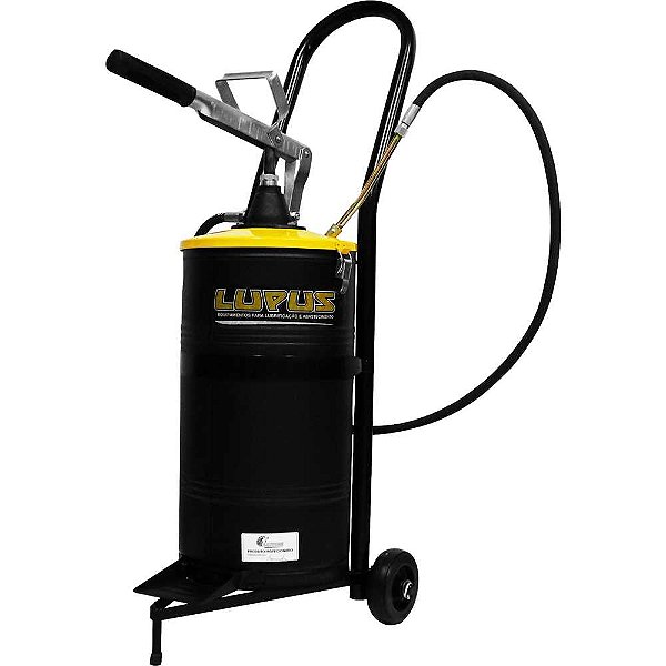 Bomba manual para graxa tipo alavanca lateral reservatório de 15kg e carrinho acoplados 7002-C LUPUS