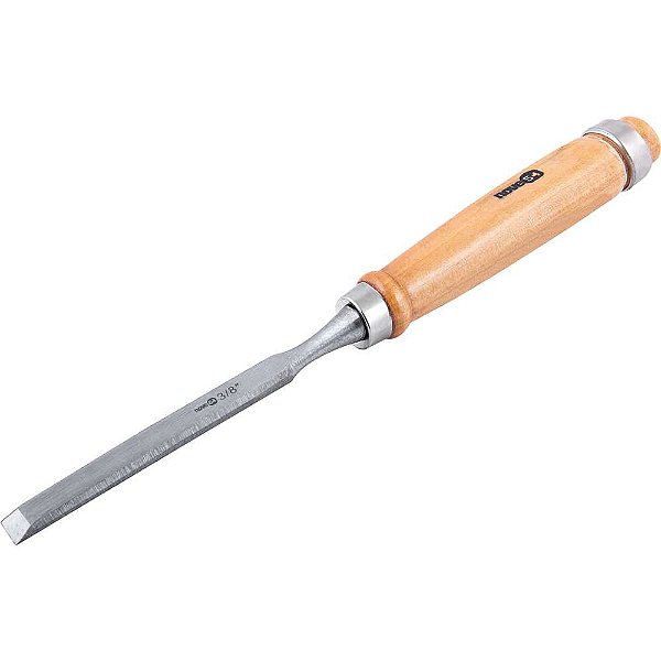 Formão chanfrado reto com cabo de madeira 3/8" NOVE54