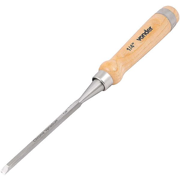 Formão chanfrado reto com cabo em madeira 1/4" VONDER