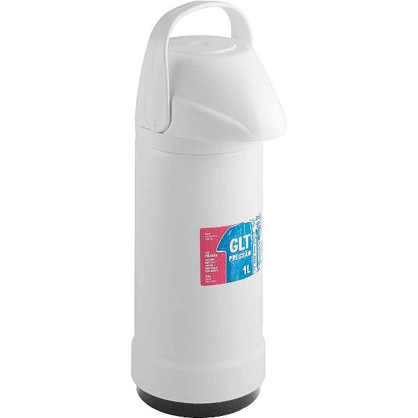 Garrafa térmica GLT pressão 1 litro branca INVICTA
