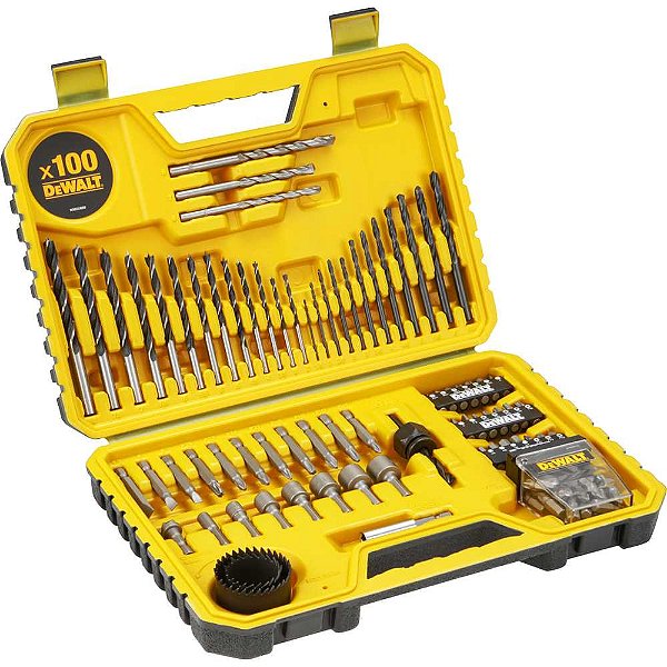Jogo de bits brocas soquetes e acessórios com 100 peças para parafusadeira e furadeira DT71563-QZ DEWALT