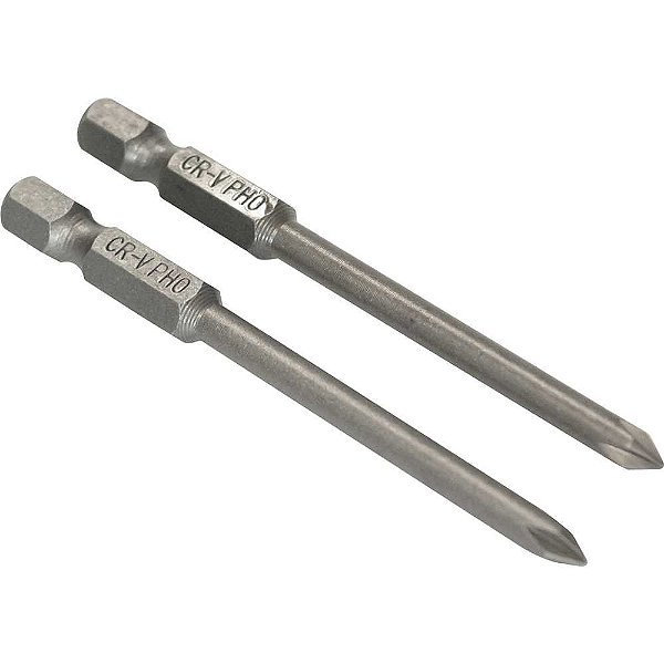 Jogo de bits de ponteiras phillips com encaixe sextavado 1/4" nº0 x 75mm cartela com 2 peças VONDER