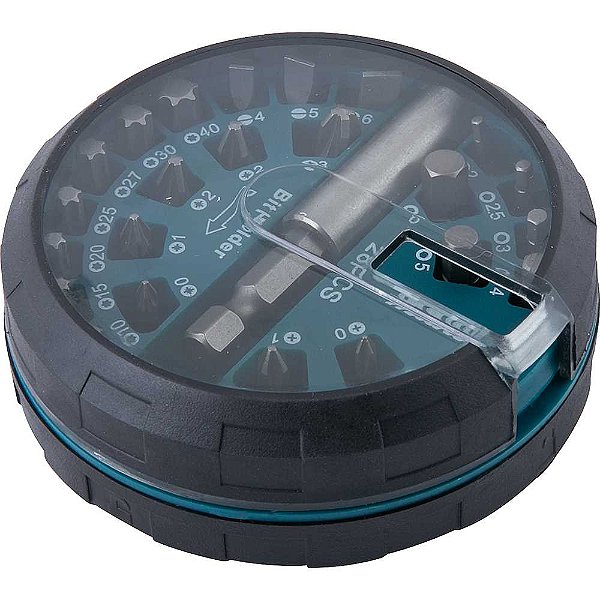 Jogo de bits e ponteiras com 28 peças encaixe sextavado de 1/4" B-28911 MAKITA