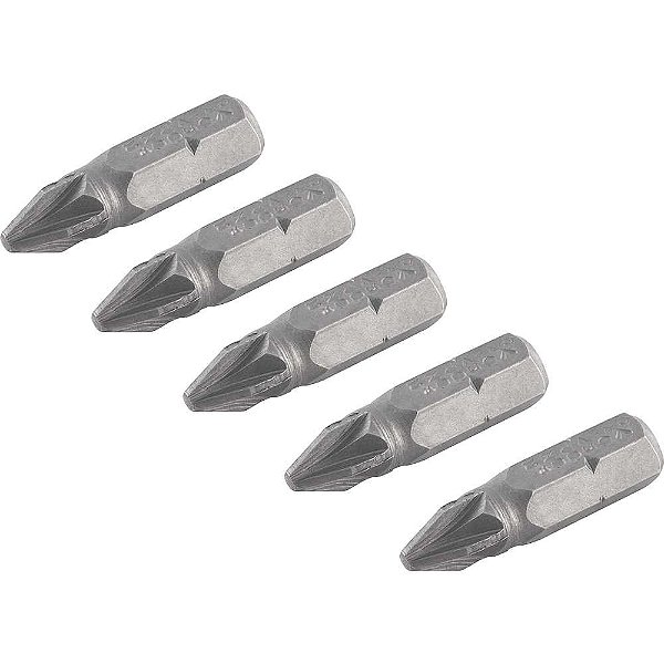 Jogo de bits ponteira pozidrive com encaixe 1/4" nº2 x 25mm VONDER