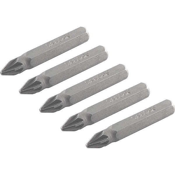 Jogo de bits ponteira pozidrive com encaixe 1/4" nº2 x 38mm VONDER
