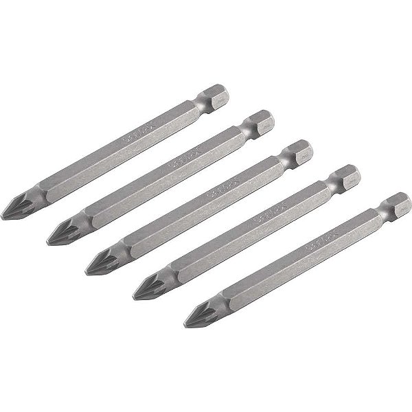 Jogo de bits ponteira pozidrive com encaixe 1/4" nº2 x 75mm VONDER