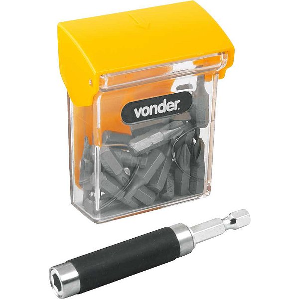 Jogo de bits/ponteiras com 21 peças encaixe sextavado de 1/4" VONDER